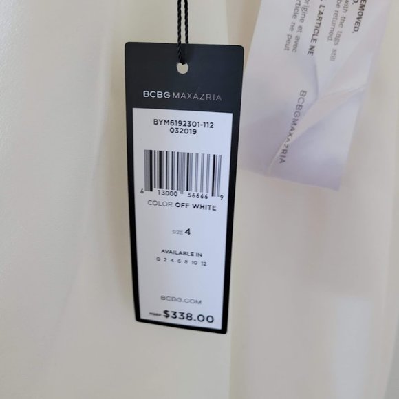BCBG High Neck Gown White 4 NWT - Picture 6 of 6